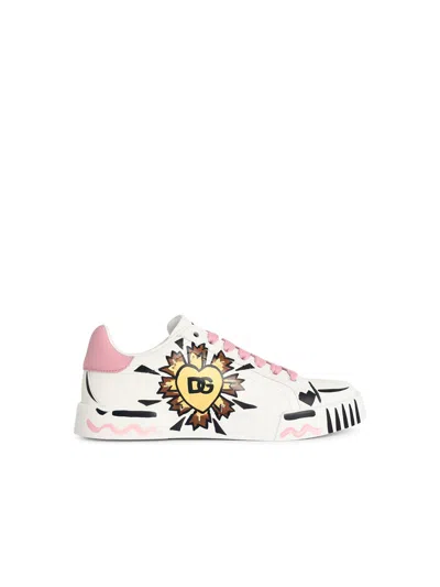 Dolce & Gabbana Portofino Light Strobel Leather Sneakers Rubber In Multi