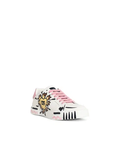 Dolce & Gabbana Portofino Light Strobel Leather Sneakers Rubber In Multi