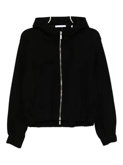 Helmut Lang Hooded Front Zip Jacket In Black