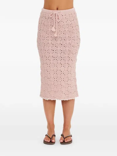 The Upside Anoki Irena Crochet Midi Skirt In Pink