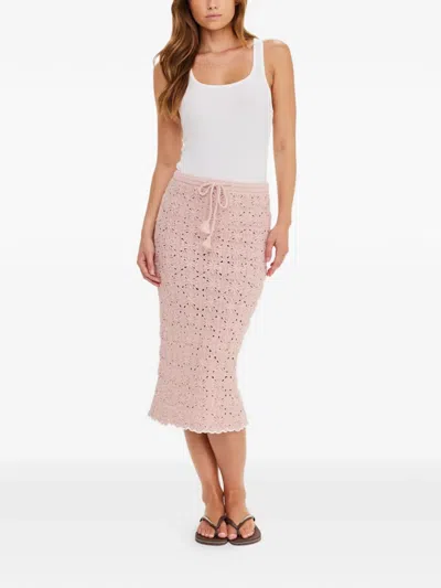 The Upside Anoki Irena Crochet Midi Skirt In Pink