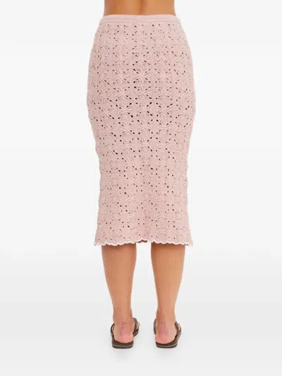 The Upside Anoki Irena Crochet Midi Skirt In Pink