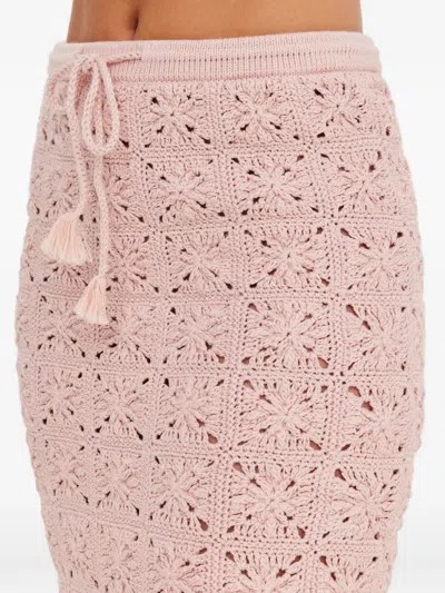 The Upside Anoki Irena Crochet Midi Skirt In Pink