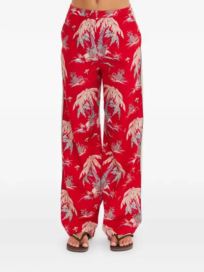 The Upside Palma Sierra Floral-print Palazzo Pants In Red