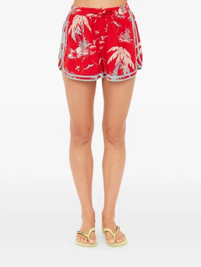 The Upside Palma Klio Floral-print Shorts In Red