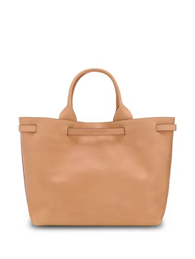 Longchamp Le Roseau L Leather Tote Bag In Brown
