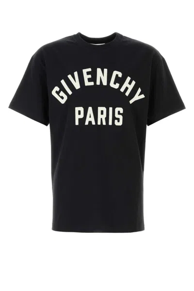 Givenchy Men Black Crewneck T-shirt With Maxi Logo Lettering On The Front In Cotton Man In Black