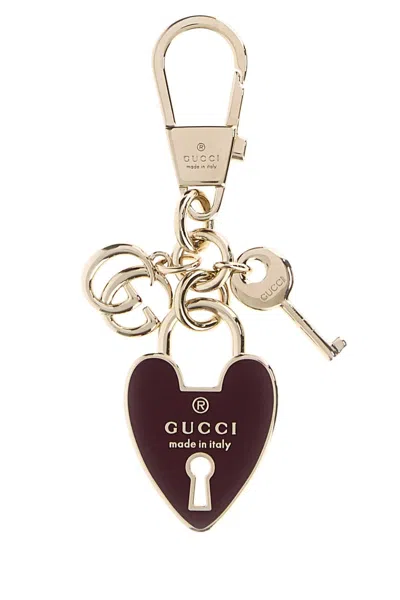 Gucci Women Two-tone Metal Key Ring In Brown