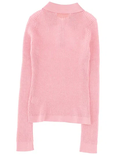 Guest In Residence Long Sleeve Shrunken Polo Shirt In Pink