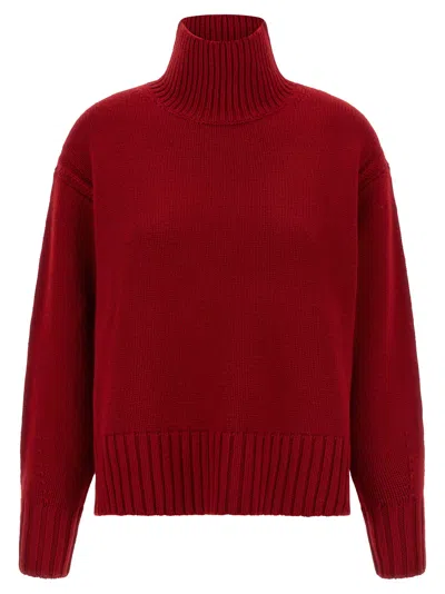 Guest In Residence Cozy Turtleneck Ribbed Sweater In Red