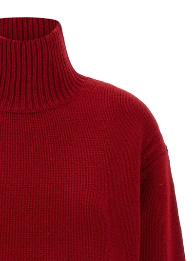 Guest In Residence Cozy Turtleneck Ribbed Sweater In Red