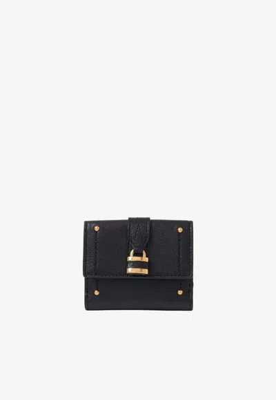 Chloé Mini Paddington Tri-fold Wallet In Black