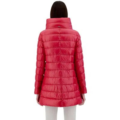 Herno Multicolor Polyamide Coat In Red