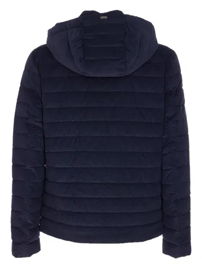 Herno Men Hooded Short Down Jacket In Blue