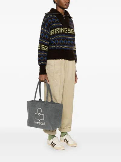 Isabel Marant Women Yenky Zipped Canvas Tote In Gray