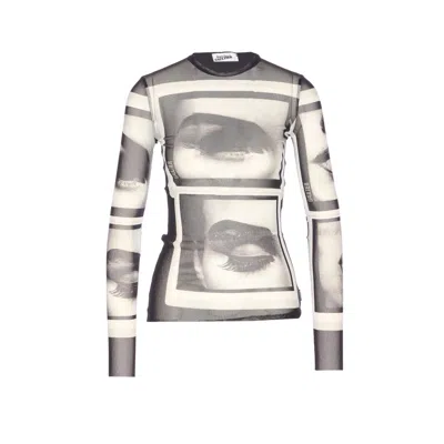 Jean Paul Gaultier Women Eyes And Lips Printed Long Sleeves Top In Multi