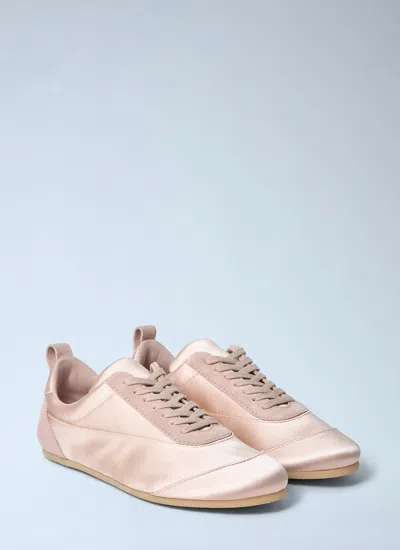 Jil Sander Pastel Pink Satin And Suede Sneakers In Pink