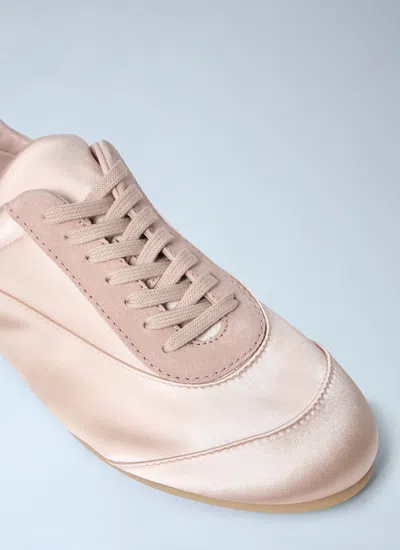 Jil Sander Pastel Pink Satin And Suede Sneakers In Pink