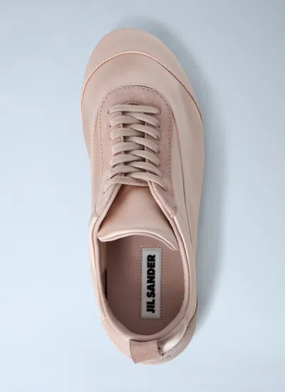 Jil Sander Pastel Pink Satin And Suede Sneakers In Pink