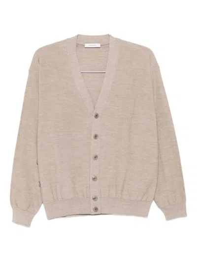 Lemaire Light Taupe Wool Relaxed Twisted Cardigan In Neutral