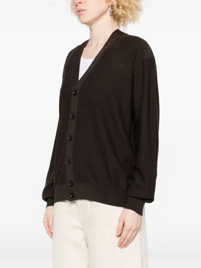 Lemaire Women Wool Blend Cardigan In Brown