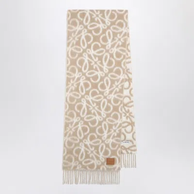 Loewe Beige/white Scarf In Alpaca And Wool Blend Women In Neutral