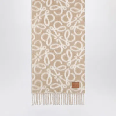 Loewe Beige/white Scarf In Alpaca And Wool Blend Women In Neutral
