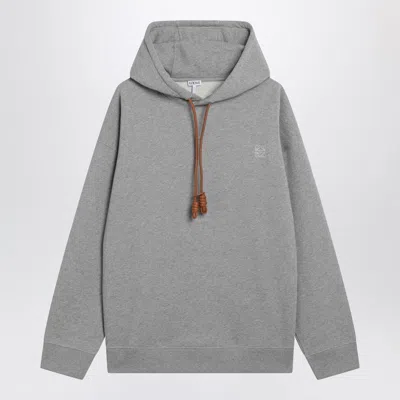 Loewe Gray Sweatshirt With Leather Flamenco Drawstring Men In Gray