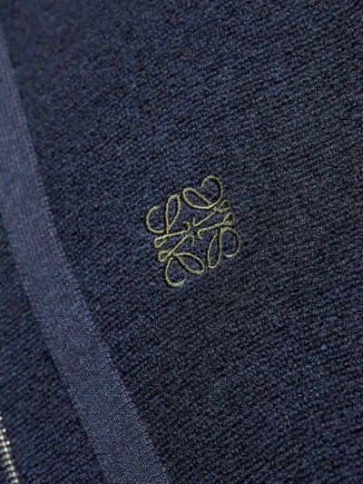 Loewe Logo-embroidered Hoodie In Blue