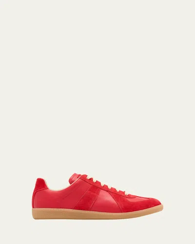 Maison Margiela Modern Sneakers With Suede Panels And Rubber Sole In Red
