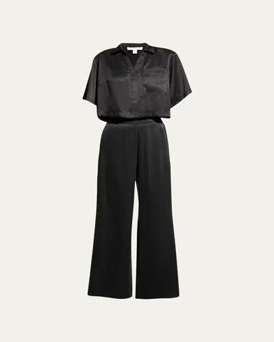 Lunya Washable Silk High-rise Pant Set In Black