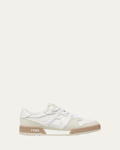 Fendi Match Suede And Leather Sneakers Shoes In White