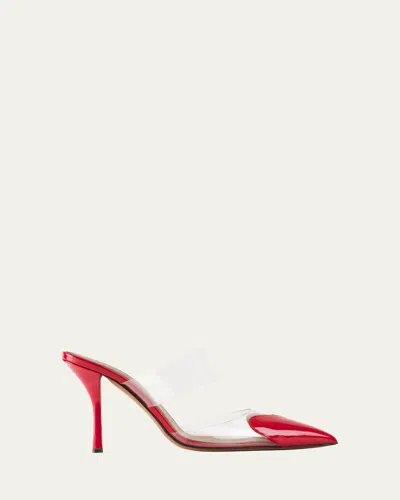 Alaïa Coeur Clear Cap-toe Mule Pumps In Red