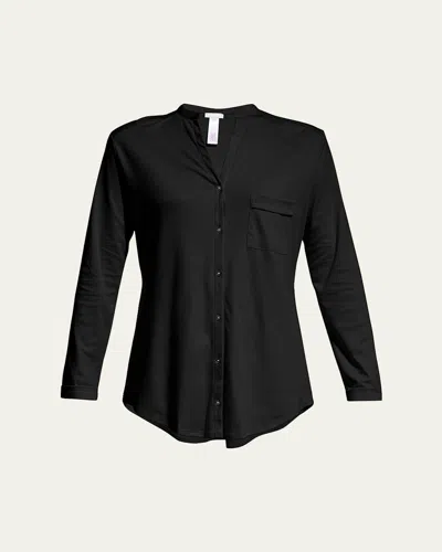 Hanro Pure Essence Two-piece Pajama Set In Black