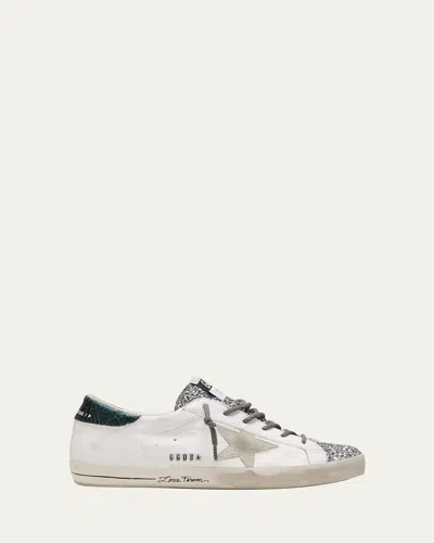Golden Goose Superstar Mixed Leather Script Low-top Sneakers In Multi