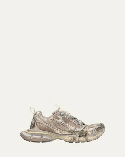 Balenciaga 3xl Metallic Mesh Lace Trainer Sneakers In Gray