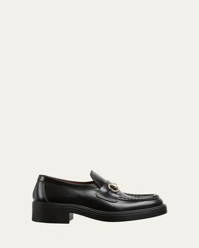 Gucci Leather Bit Slip-on Loafers In Black