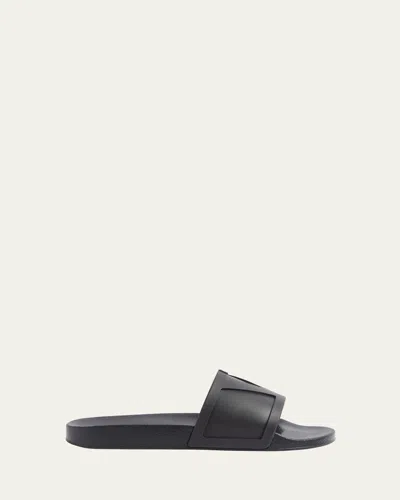 Valentino Garavani Viva Superstar Rubber Slippers Flat Sole In Black