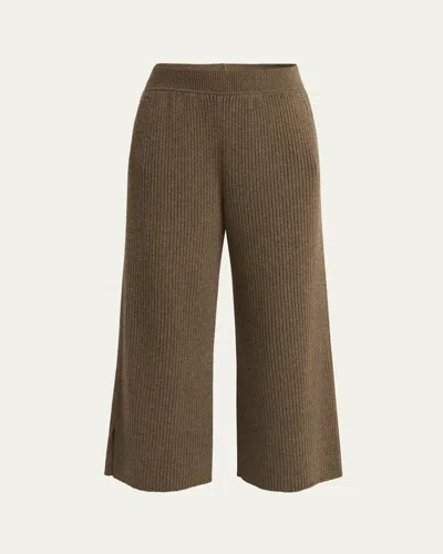 Loro Piana Fobello Baby Cashmere Wide-leg Trousers In Brown