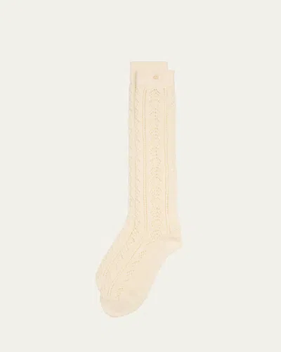 Valentino Vlogo Cotton Knit Over-calf Socks In Brown