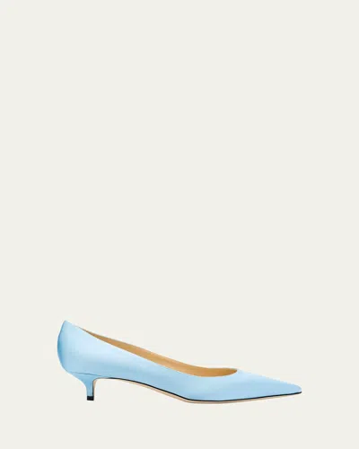 Jimmy Choo Amelia Satin Kitten-heel Pumps In Blue