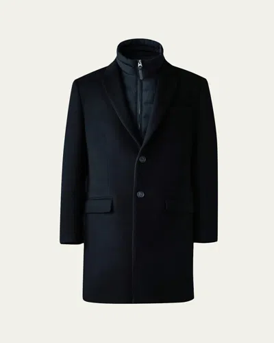 Mackage Men's Wool Topcoat With Removable Down Bib In Black