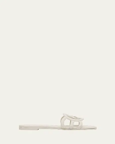 Gucci Palma Gg Rubber Flat Slide Sandals In White