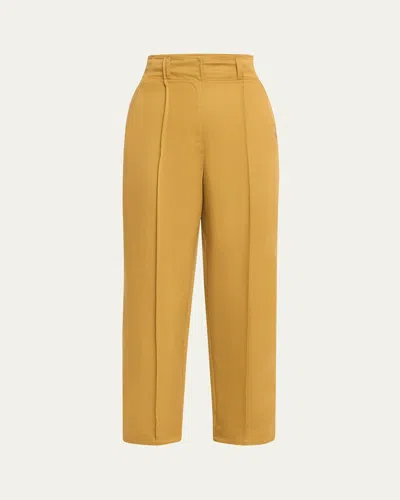 Ulla Johnson Lielle High-rise Tapered Pintuck Pants In Yellow