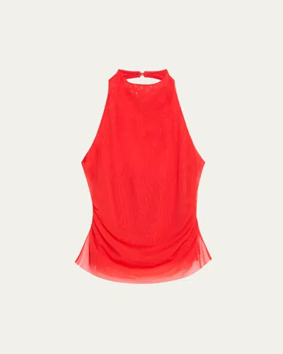 Sir Jacques Mesh Halter Top In Red