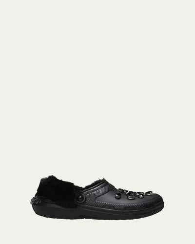 Simone Rocha X Crocs X Crocs Crystal Faux Fur Clogs In Black