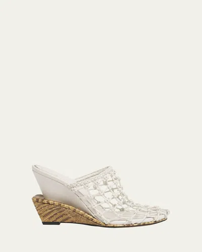 Jacquemus Les Doubles Snake-print Tresses Wedge Mules In White