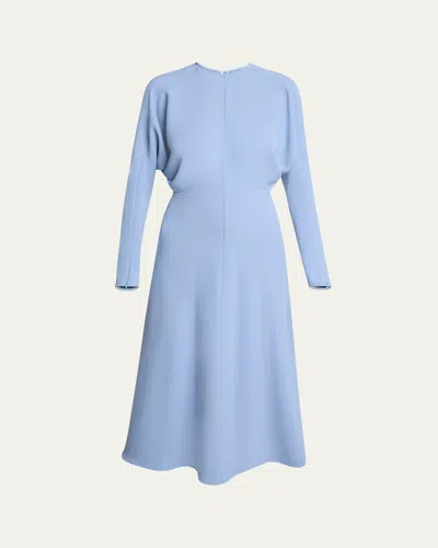 Victoria Beckham Classic Dolman Sleeve Midi Dress In Blue