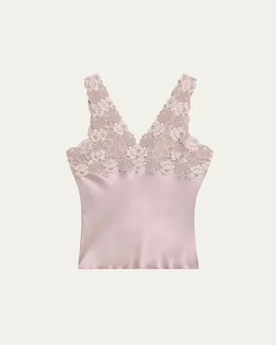 Josie Natori Rose Parfait Lace & Silk Tank In Neutral