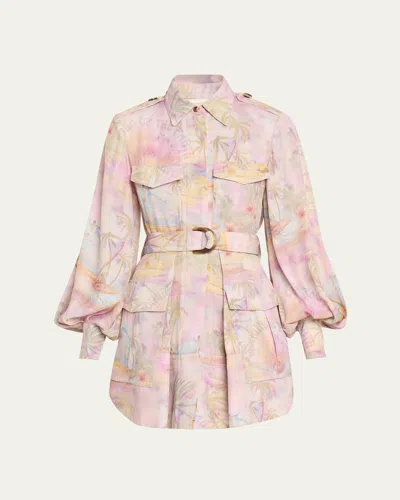 Zimmermann Dawning Cargo Mini Dress In Neutral